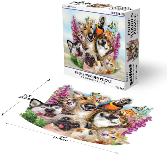Puzzle en bois Selfie avec des animaux 200 pièces PRIME 3D
