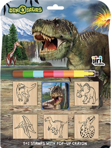 Tampons 5+1 avec crayon de cire Dinosaures