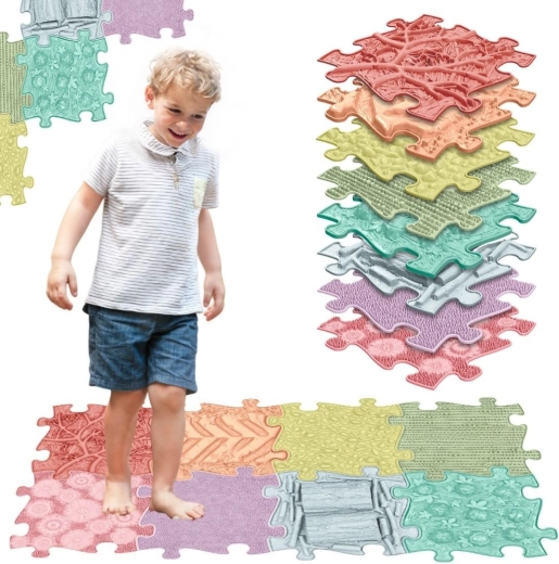 Woopie tapis puzzle sensorimoteurs – arc-en-ciel pastel, 8 pièces