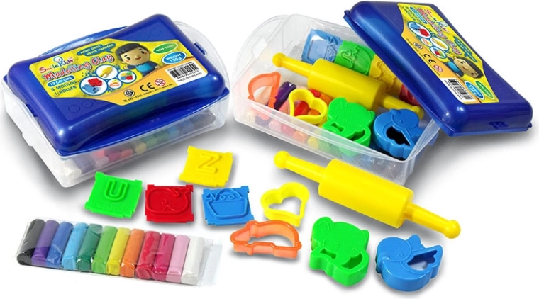 Pâte à modeler créative 12 couleurs avec accessoires dans une boîte