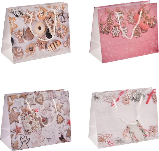 Sac cadeau avec motif de Noël « bonbons » 23 × 10 × 18 cm, assortiment de 4 motifs