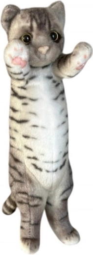 Chat en peluche debout 25 cm gris foncé