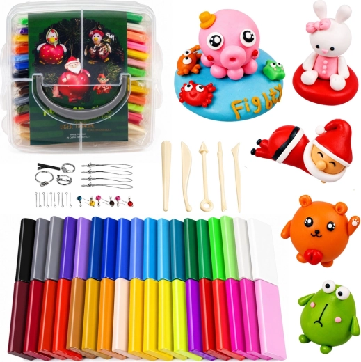 Kit de pâte à modeler pour créer des bijoux et des décorations – 24 couleurs