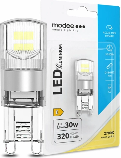 Ampoule LED G9 2,6 W blanc chaud aluminium MODEE