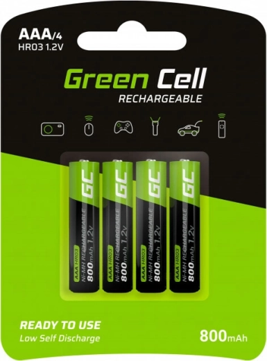 Green Cell AAA HR03 piles rechargeables 800 mAh, lot de 4