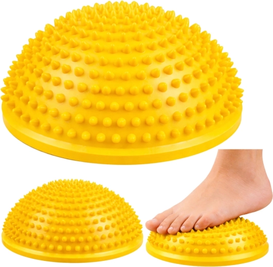 Demi-sphère sensorimotrice d’équilibre pour massage des pieds 16 cm – jaune