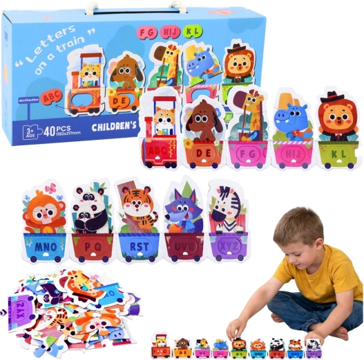 puzzle éducatif train alphabétique avec animaux, 40 pièces