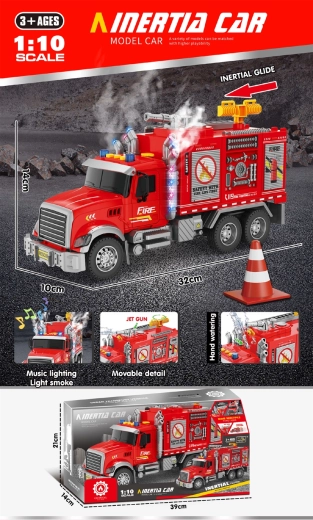 Camion de pompiers interactif avec lumière, son et fumée