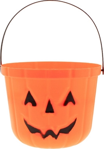 Seau citrouille souriante pour Halloween 18,5 × 15 cm
