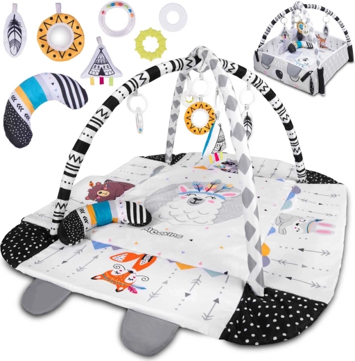 Tapis d’éveil interactif 3-en-1 RICOKIDS Boho 110 × 100 cm
