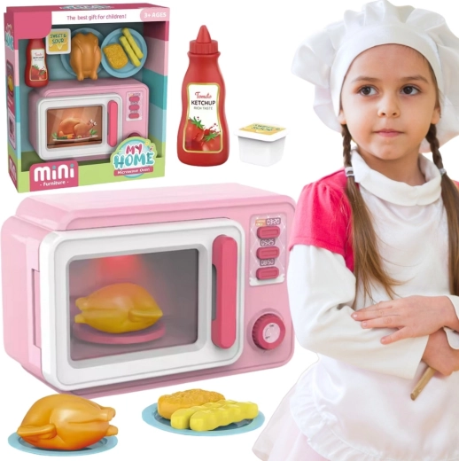Four à micro-ondes rose pour enfants avec accessoires