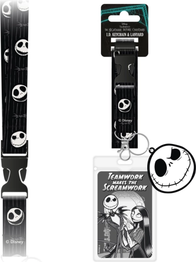 Lanière tour de cou Nightmare Before Christmas avec pochette transparente