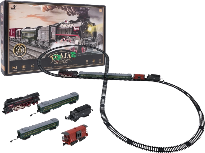 Train rétro avec lumières, sons et fumée 216 cm