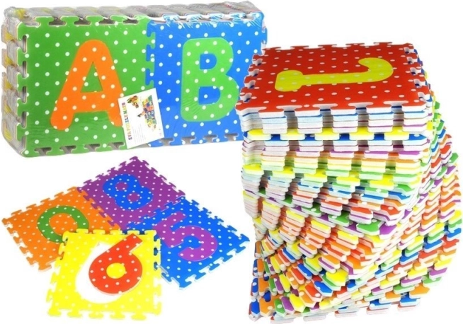 Puzzle en mousse alphabet et chiffres colorés, 36 pièces