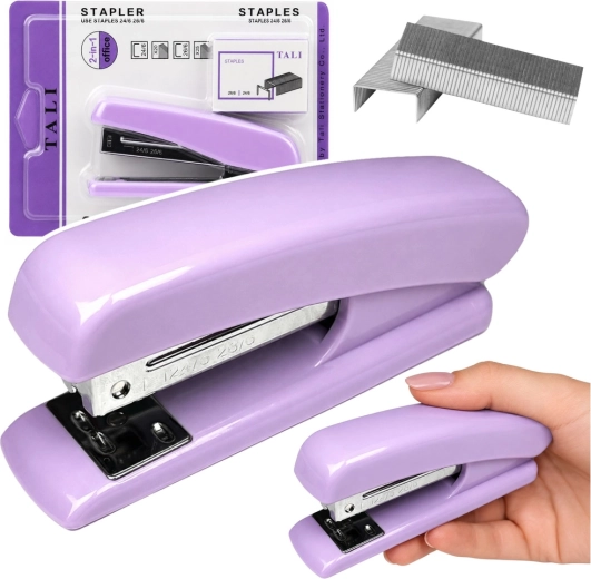 Agrafeuse de bureau violette avec agrafes 24/6 et 26/6 - 1 pièce