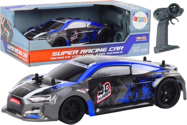 Voiture RC 1:18 avec pneus en caoutchouc pour drift, bleue
