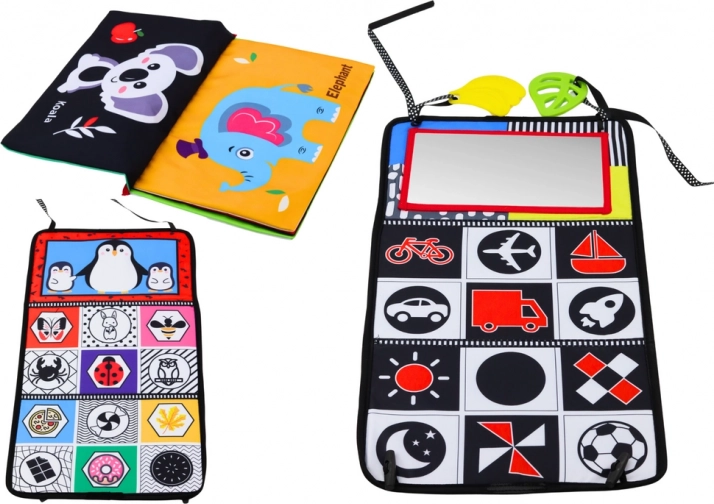 Tapis de jeu pour enfants réversible avec miroir et livre crépitant