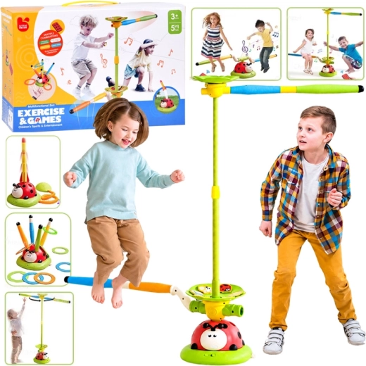 Ensemble sportif interactif 5 en 1 coccinelle avec sauts, raquettes, anneaux et télécommande