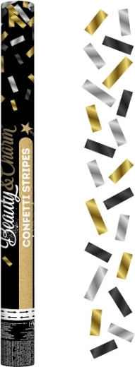 Confettis pneumatiques dorés, argentés et noirs – en film