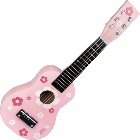 Guitare en bois rose avec des fleurs