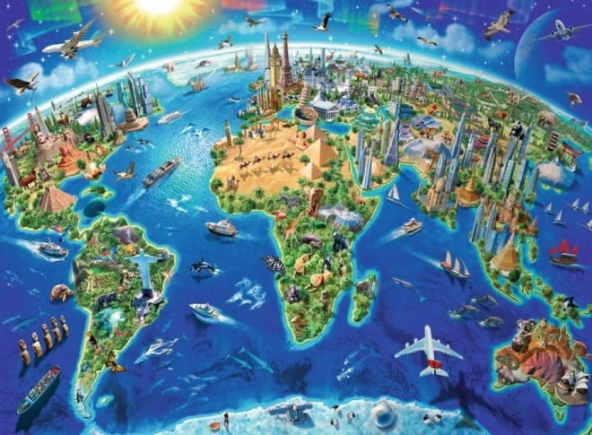 Ravensburger puzzle carte des monuments du monde XXL 300 pièces