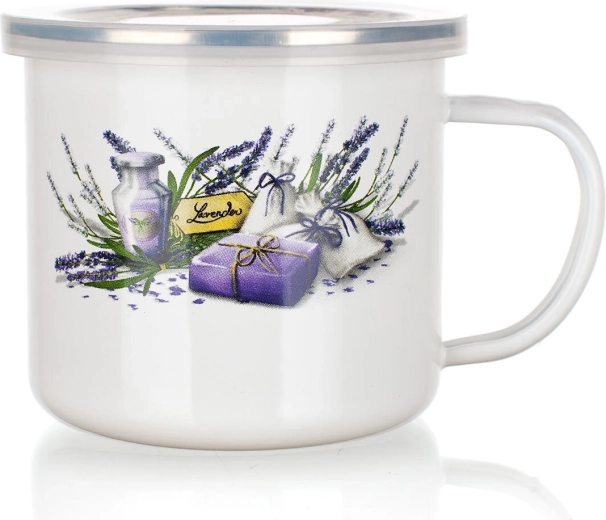 Mug émaillé avec couvercle Lavender 0,5 l