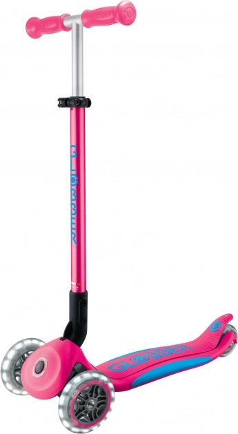 Trottinette enfant Globber Elite Lights à 3 roues avec roues LED fuchsia