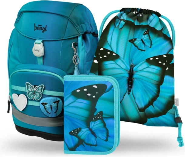 Ensemble scolaire Baagl 3 pcs Airy Plus Butterfly – sac à dos, trousse et sac