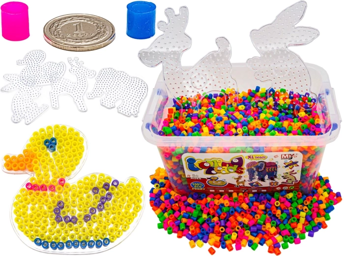 Perles à repasser XXL fluorescentes – set de 6000 pcs dans une mallette (emballage endommagé)