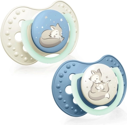Sucette dynamique en silicone NIGHT&DAY 6-18 m pour garçon