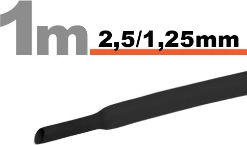 Gaine thermorétractable noire 2,5 / 1,25 mm