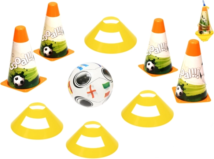 Ensemble d’entraînement de football pour enfants avec cônes, plots et ballon 12 cm