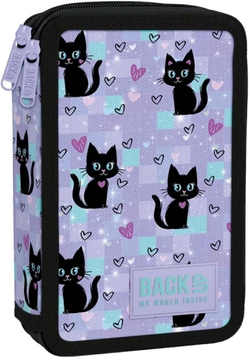 Trousse scolaire à deux compartiments avec équipement BackUP – chats noirs