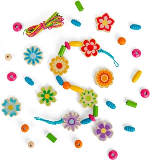 Bigjigs Toys set de perles en bois Fleurs d’été
