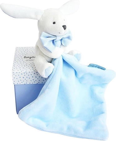 Coffret cadeau Doudou bleu – lapin avec lange câlin 10 cm