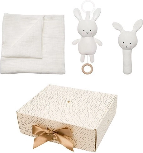 Jabadabado coffret cadeau pour bébé avec couverture en mousseline Bunny