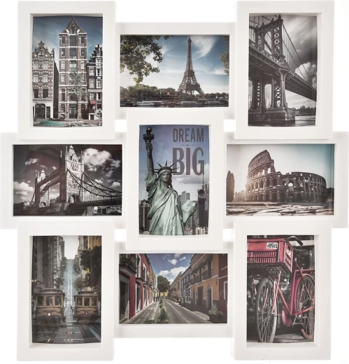 Cadre photo collage blanc pour 9 photos
