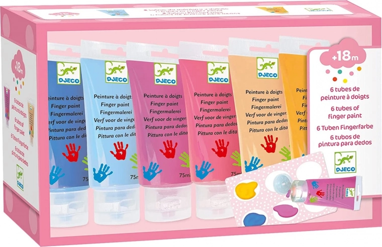 DJECO Peintures au doigt en tube 6x75 ml