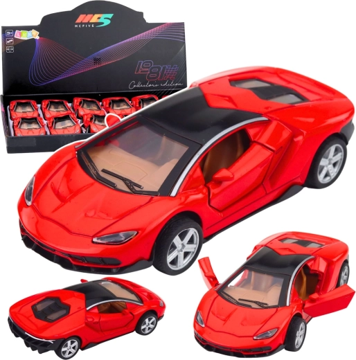 Voiture de sport en métal 1:32 rouge avec lumières et sons