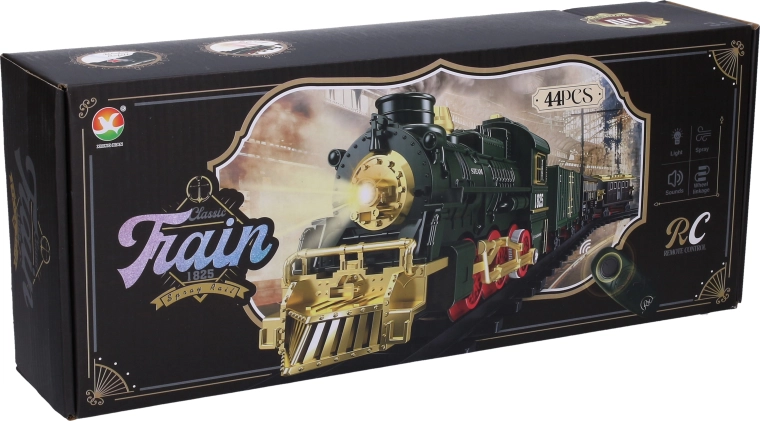 Train miniature RC avec circuit et effets de fumée