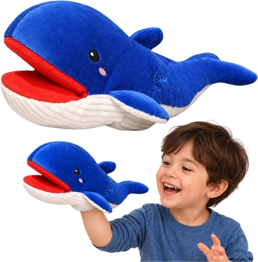 Marionnette en Peluche Baleine Bleue 30 cm