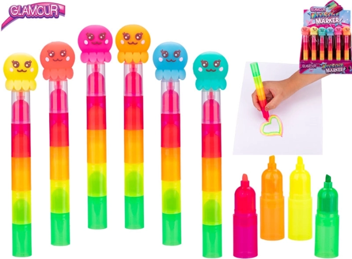 Surligneur Glamour pieuvre, cinq couleurs