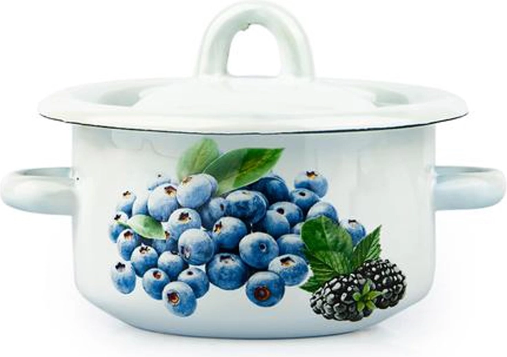 Casserole émaillée avec couvercle 0,4 l – décor myrtille