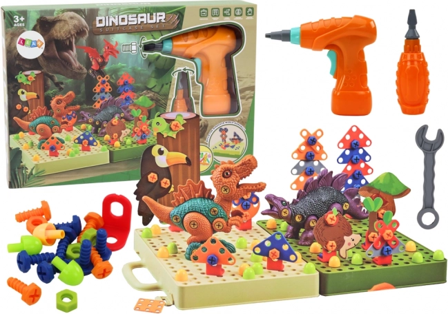 Kit de construction 3D dinosaures avec perceuse dans une mallette