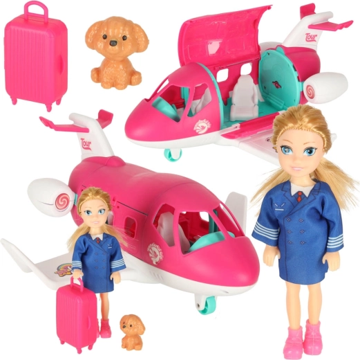 Avion pliable pour poupées avec hôtesse de l’air et accessoires