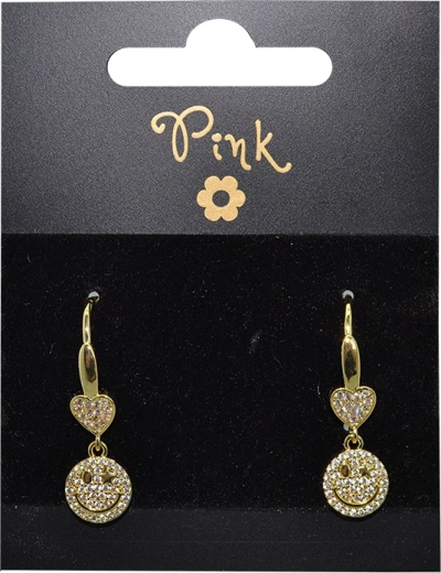 Boucles d’oreilles cœur plaquées or avec smiley