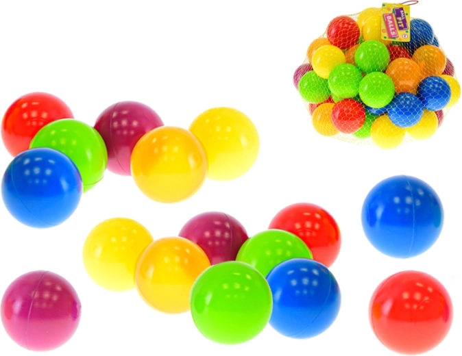 Ballons colorés pour aire de jeux 6 cm, 50 pcs en filet