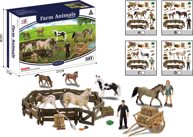 Animaux de la ferme – set avec chevaux et enclos