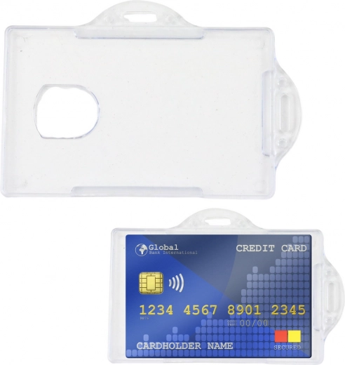 Étui horizontal transparent pour badge en plastique rigide