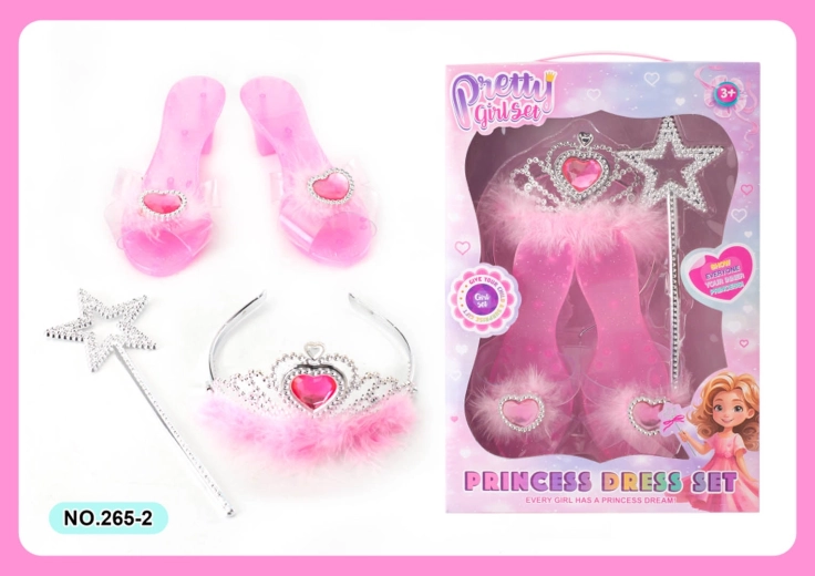 Ensemble d’accessoires pour petite princesse – chaussures, diadème et baguette magique